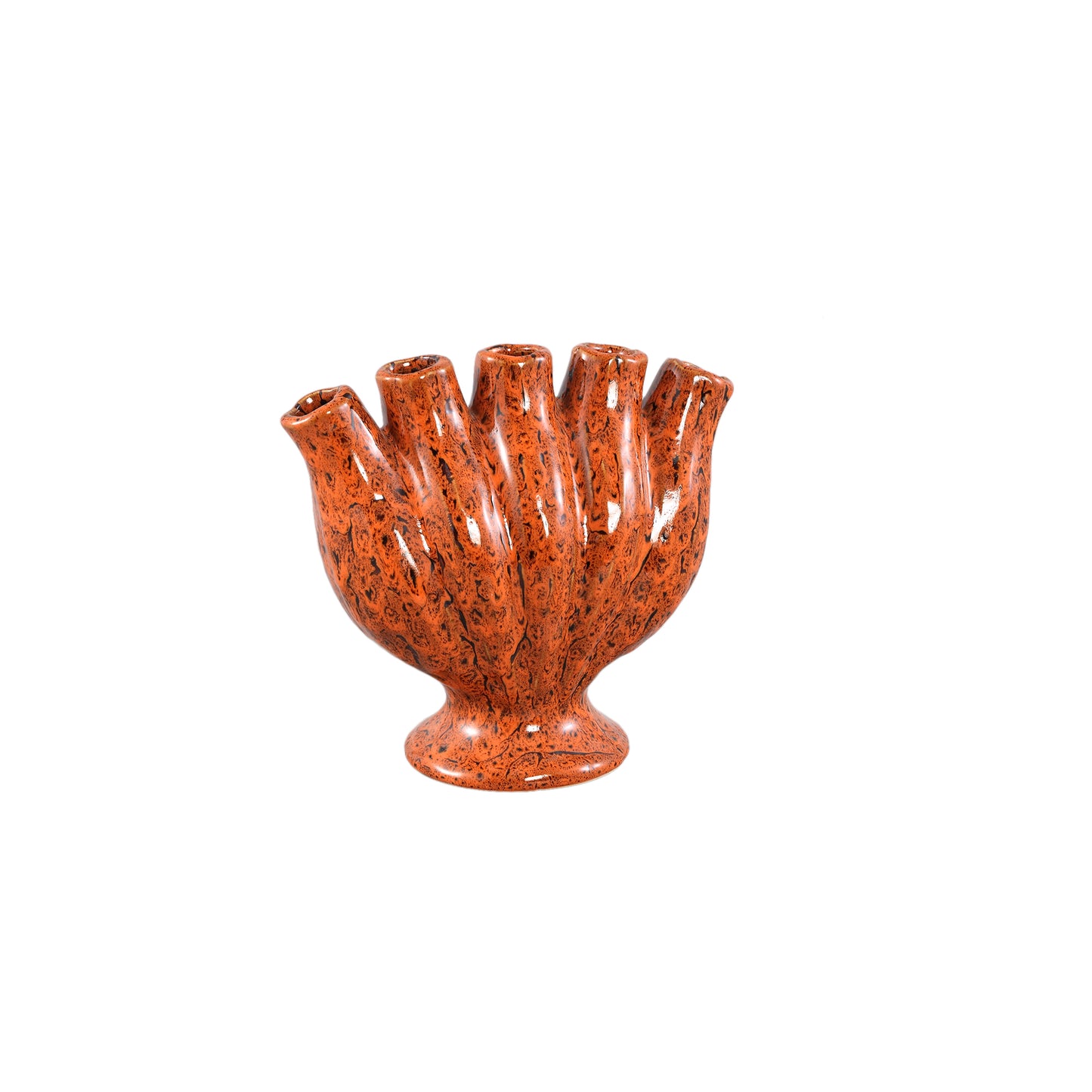 Gylian Oranje Tubes Keramische Vaas Set van 4 - 4 Sets 21x22x12 cm