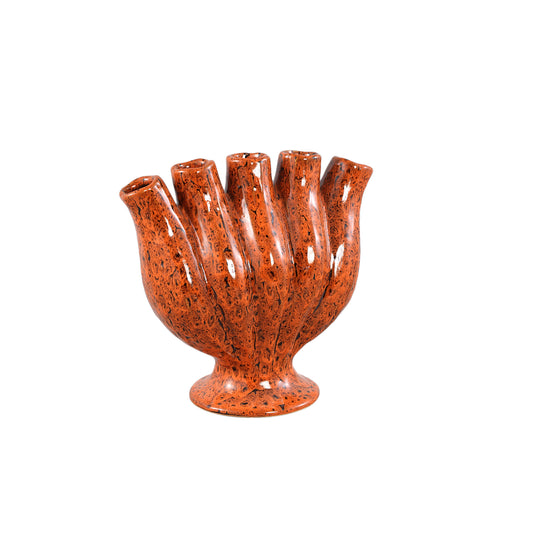 Gylian Oranje Buizen Keramische Vaas Set van 2 - 2 Sets 26x28x13.5 cm