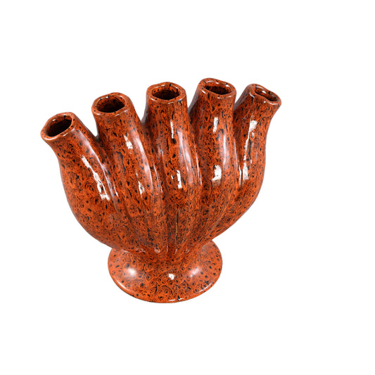 Gylian Oranje Buizen Gevormd Keramische Vaas Set van 2 - 2 Sets 30x33x17.5 cm