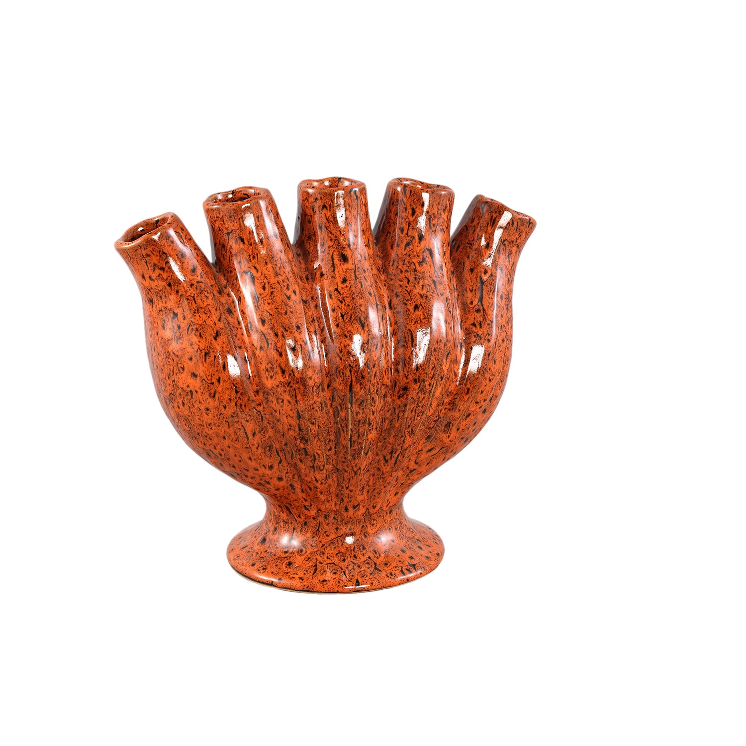 Gylian Oranje Buizen Gevormd Keramische Vaas Set van 2 - 2 Sets 30x33x17.5 cm
