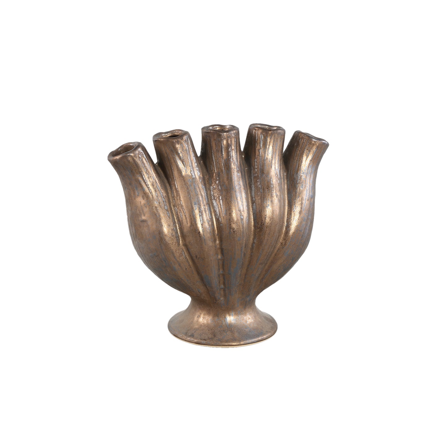 Gylian Bronzen Buisvormen Keramische Vaas Set van 2 - 2 Sets 26x28x13.5 cm