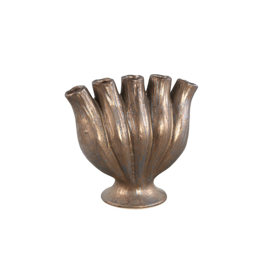 Gylian Bronzen Buisvormen Keramische Vaas Set van 2 - 2 Sets 26x28x13.5 cm