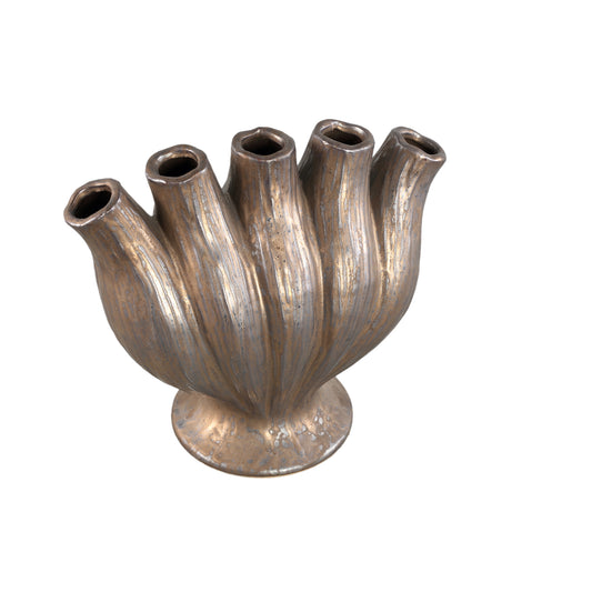 Gylian Bronzen Buizen Gevormd Keramische Vaas L – Set van 2 - 2 Sets 30x33x17.5 cm