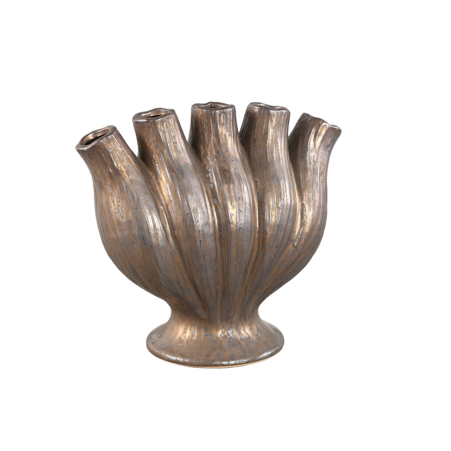 Gylian Bronzen Buizen Gevormd Keramische Vaas L – Set van 2 - 2 Sets 30x33x17.5 cm