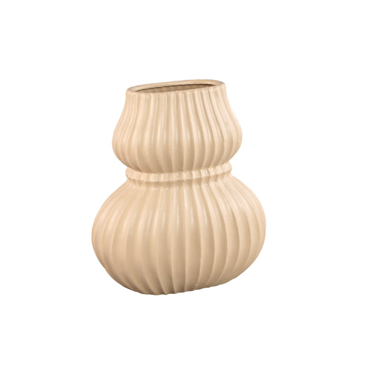 Halta Crème Ovale Keramische Vaas Geribfeld L 40x36x23 cm