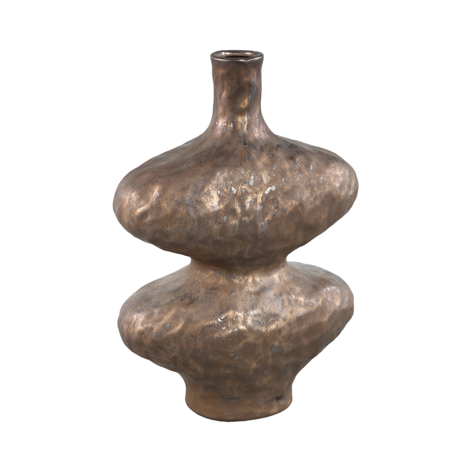 Chelsean Brons Ovale Bolle Keramische Vaas L – Set van 2 Stuks - 2 Sets 40x28x16 cm