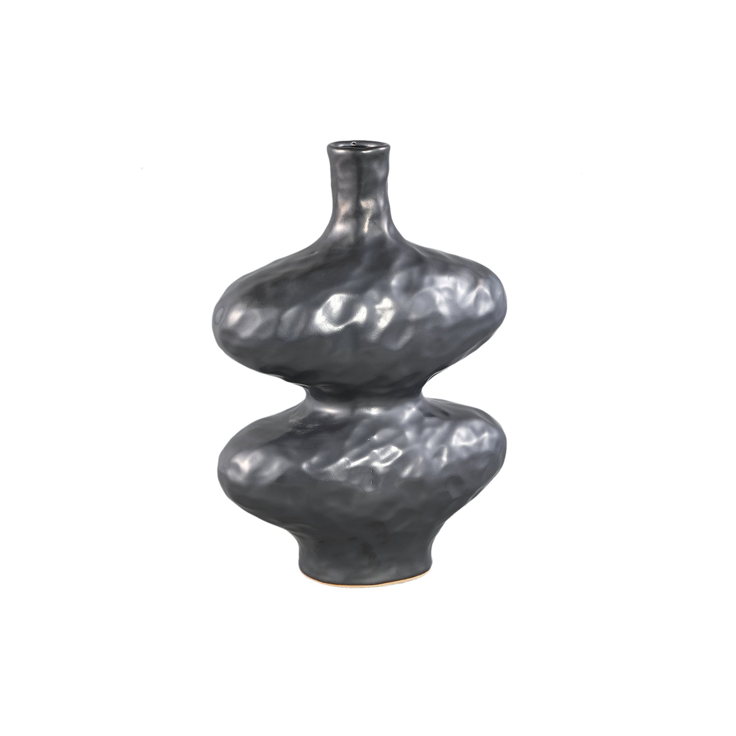 Chelsean Zwarte Ovale Bolle Keramische Vaas L - Set van 2 - 2 Sets 40x28x16 cm