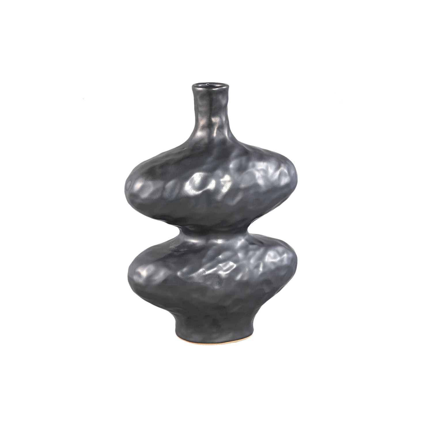 Chelsean Zwarte Ovale Bolle Keramische Vaas L - Set van 2 - 2 Sets 40x28x16 cm