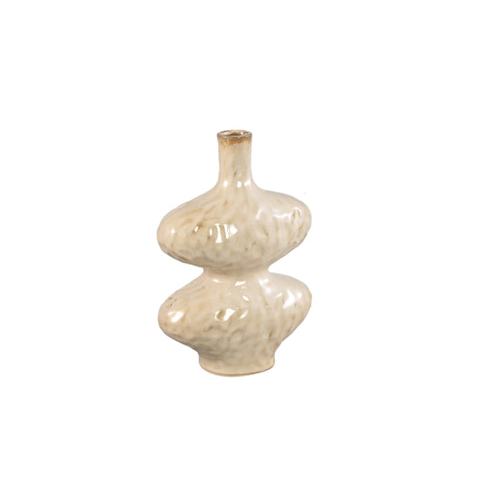 Chelsean Cream Oval Bulby Shaped Ceramic Vase S