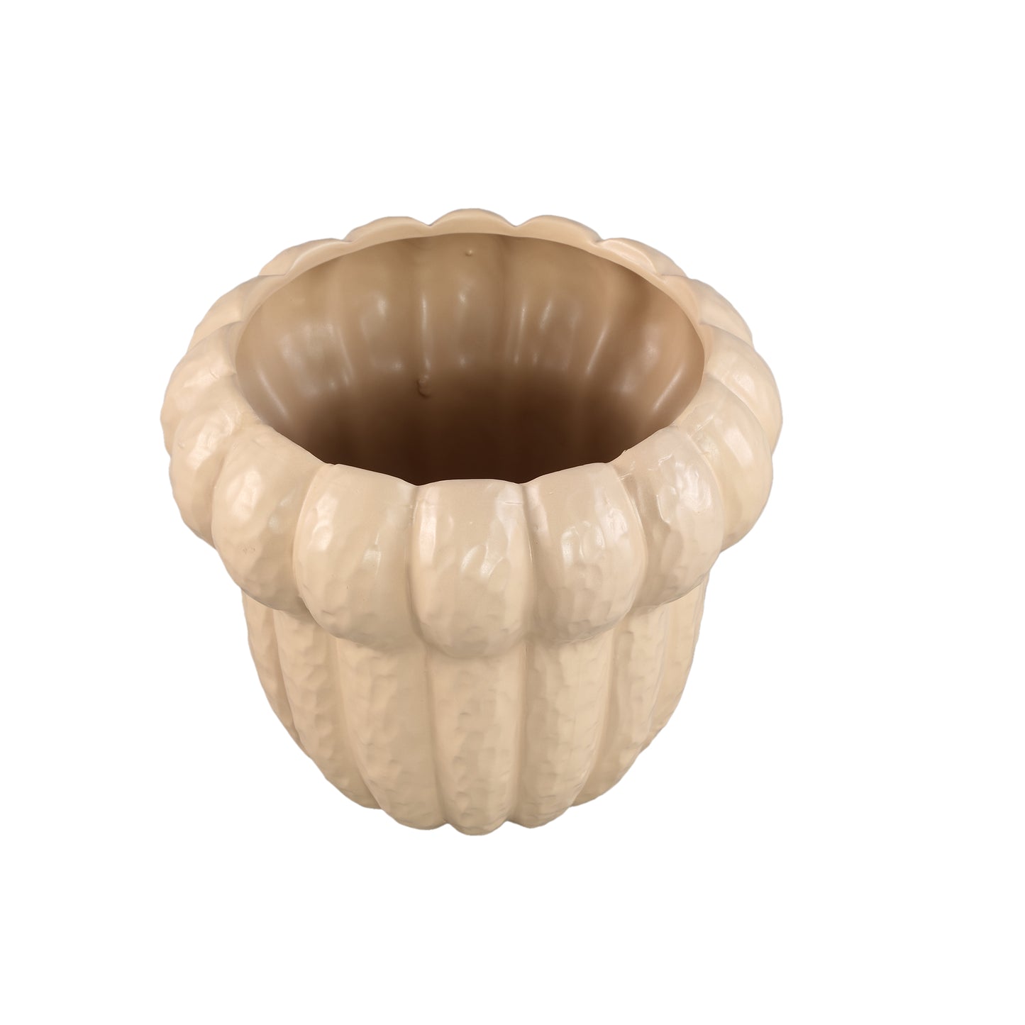 Samaran Cream Round Ceramic Pot Ribbed Low XXL