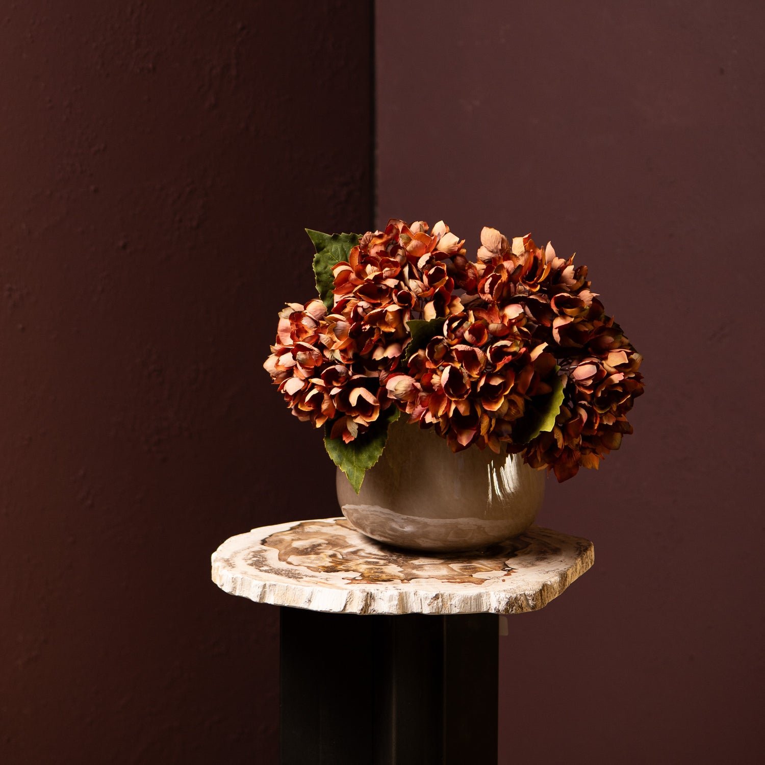 Hydrangea Flower Roestbruine Hortensia Tak Klein - Set van 12 33x12x15 cm