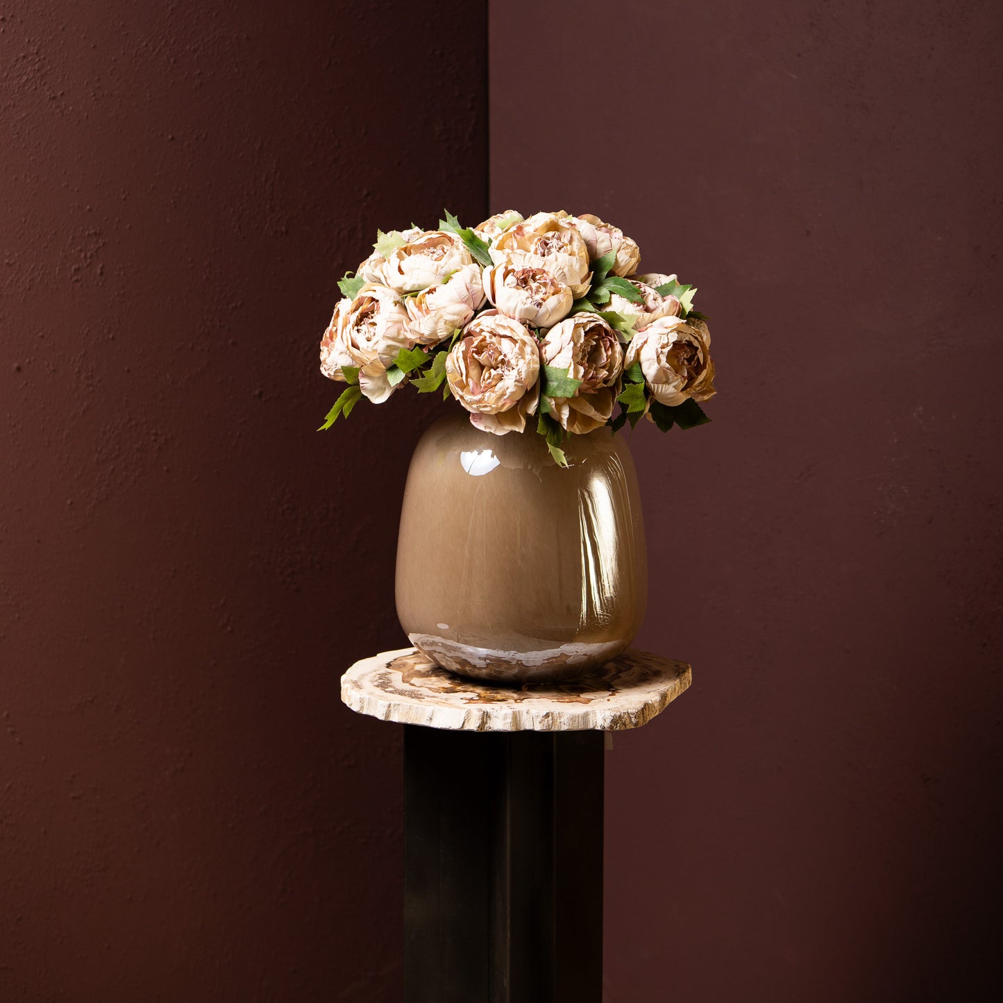 Peony Flower Creme Pioenroos Struik - Set van 12 43x12x18 cm