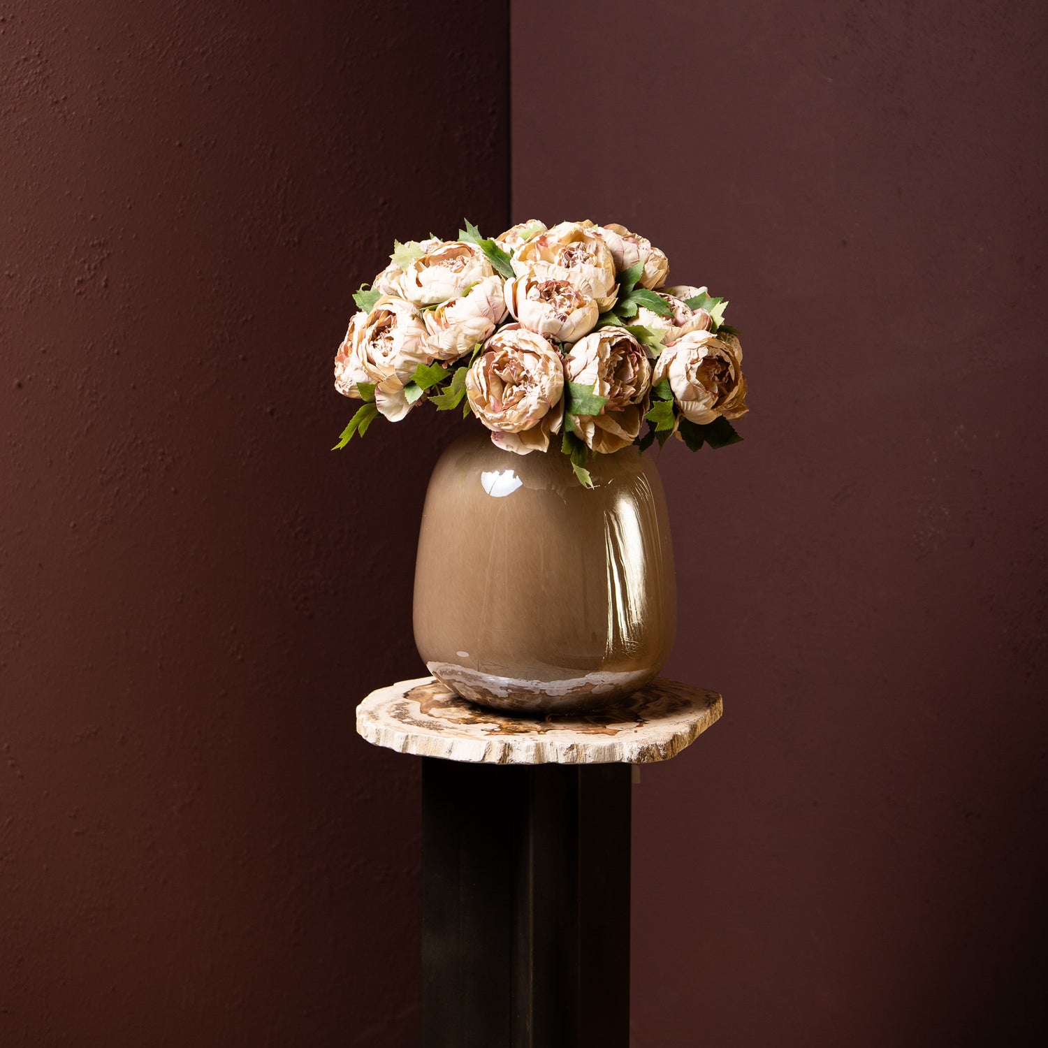 Peony Flower Creme Pioenroos Struik - Set van 12 43x12x18 cm