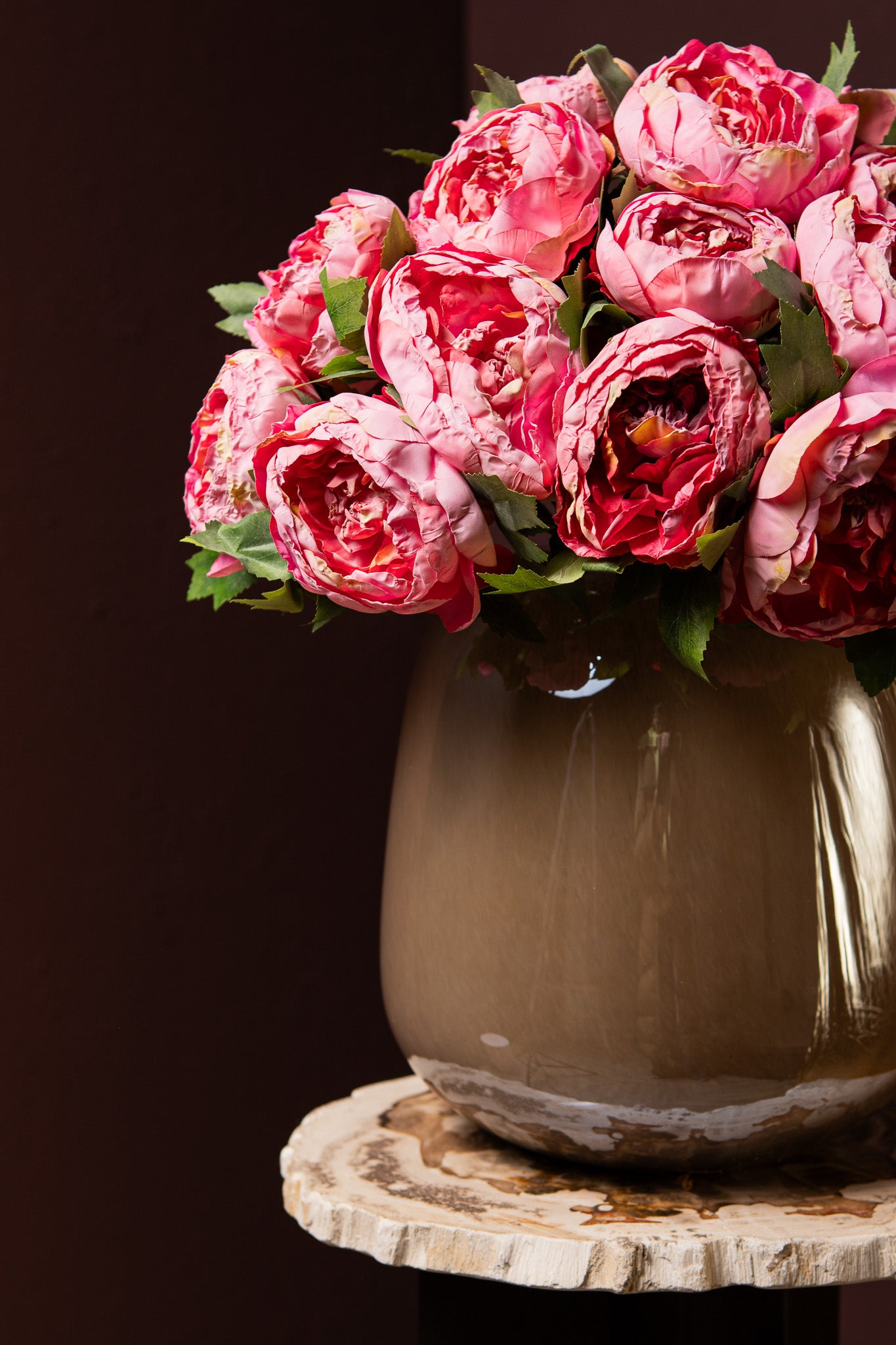 Peony Flower Donkerroze Pioenroos Struik - Set van 12 43x12x18 cm