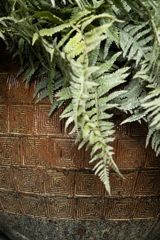 Lisie Natuurlijke Blauwe Keramische Pot Piramide Patroon Laag 39x59x59 cm