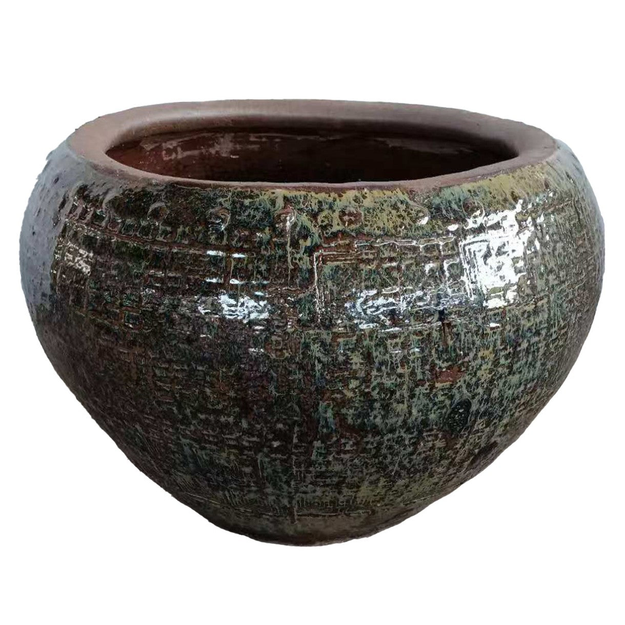 Lisie Natuurlijke Blauwe Keramische Pot Vierkant Patroon Laag 39x59x59 cm