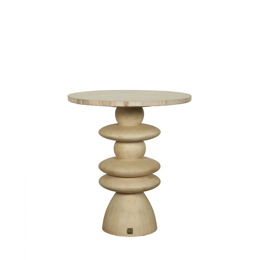 Callain Natural Mango Wood Side Table Marble Rnd S