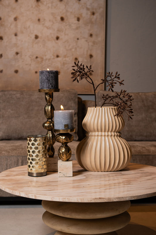 Callain Natural Mango Wood Coffee Table Marble Top