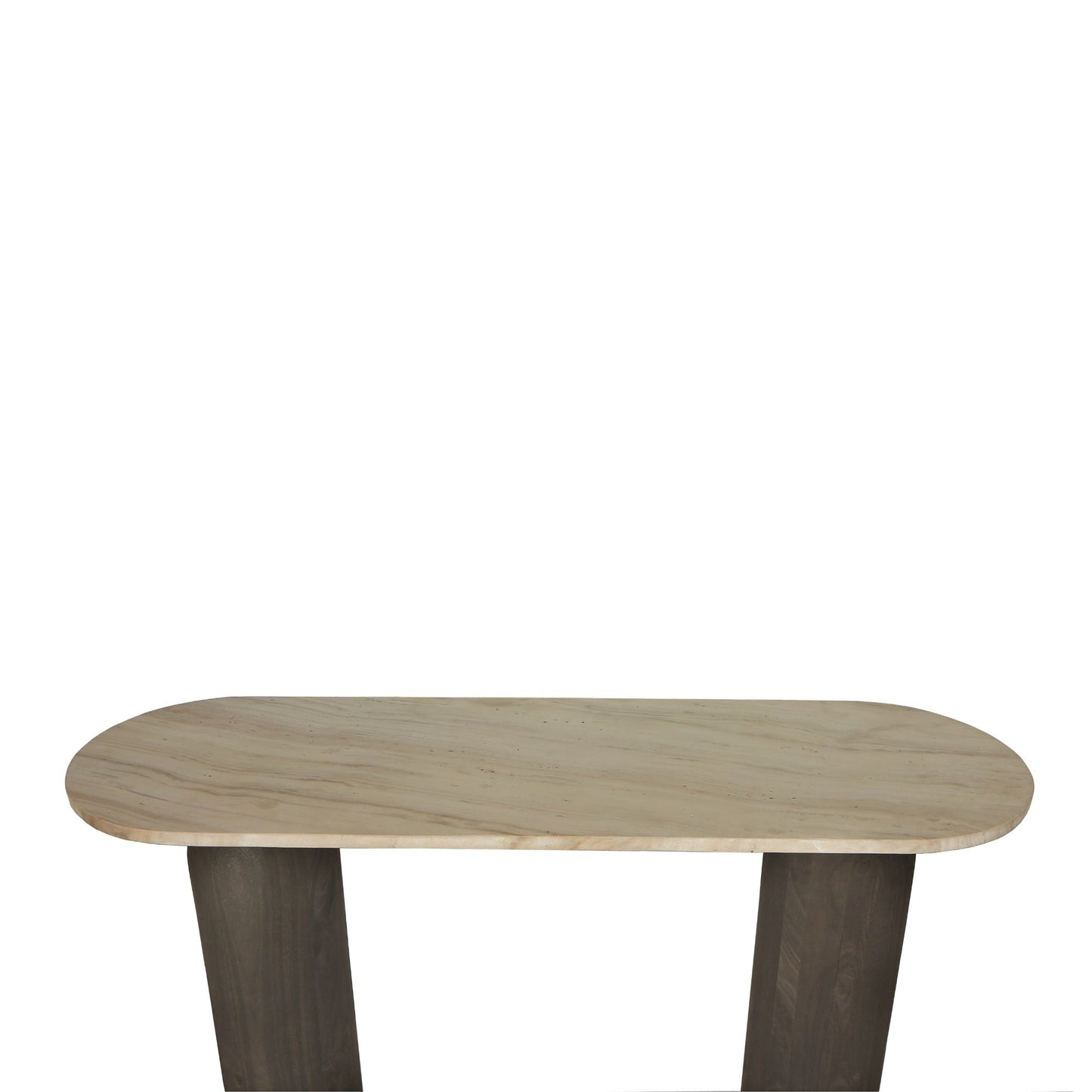 Liora Brown Mango Wood Side Table Marble Top Oval
