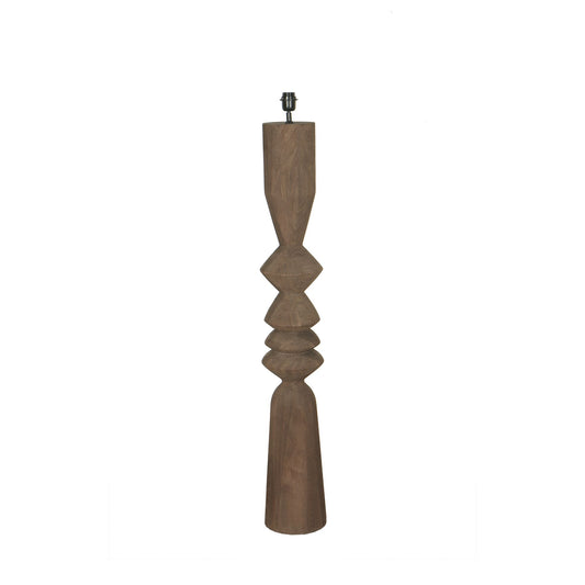 Elaine Bruine Mango Houten Ronde Vloerlamp Voet 130x20x20 cm
