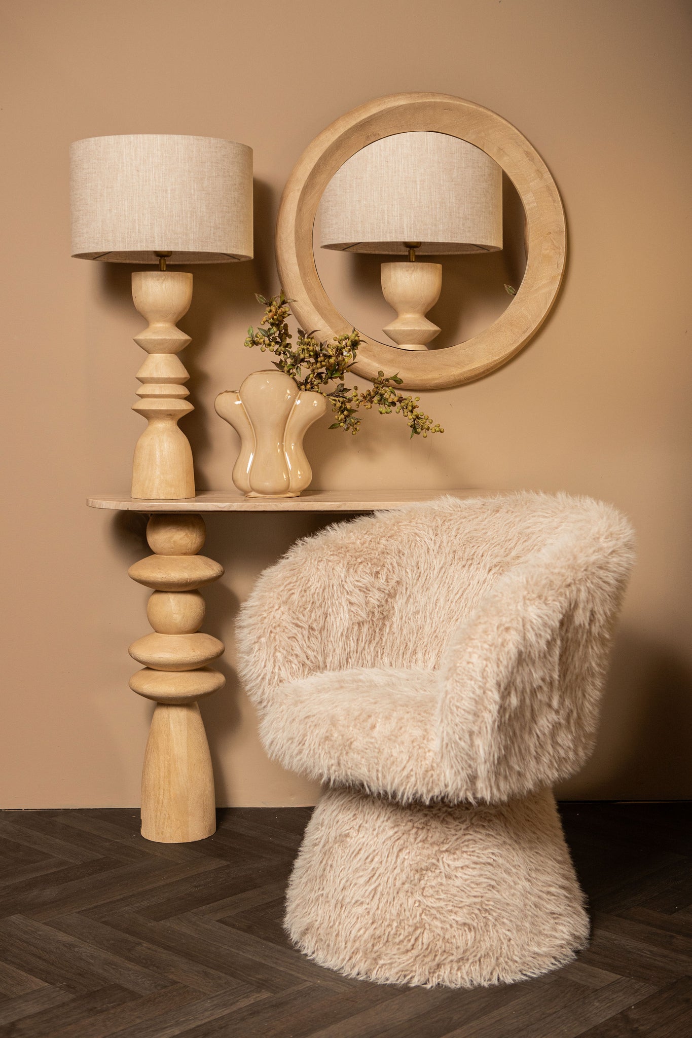 Elaine Natural Mango Wood Round Table Lamp Base