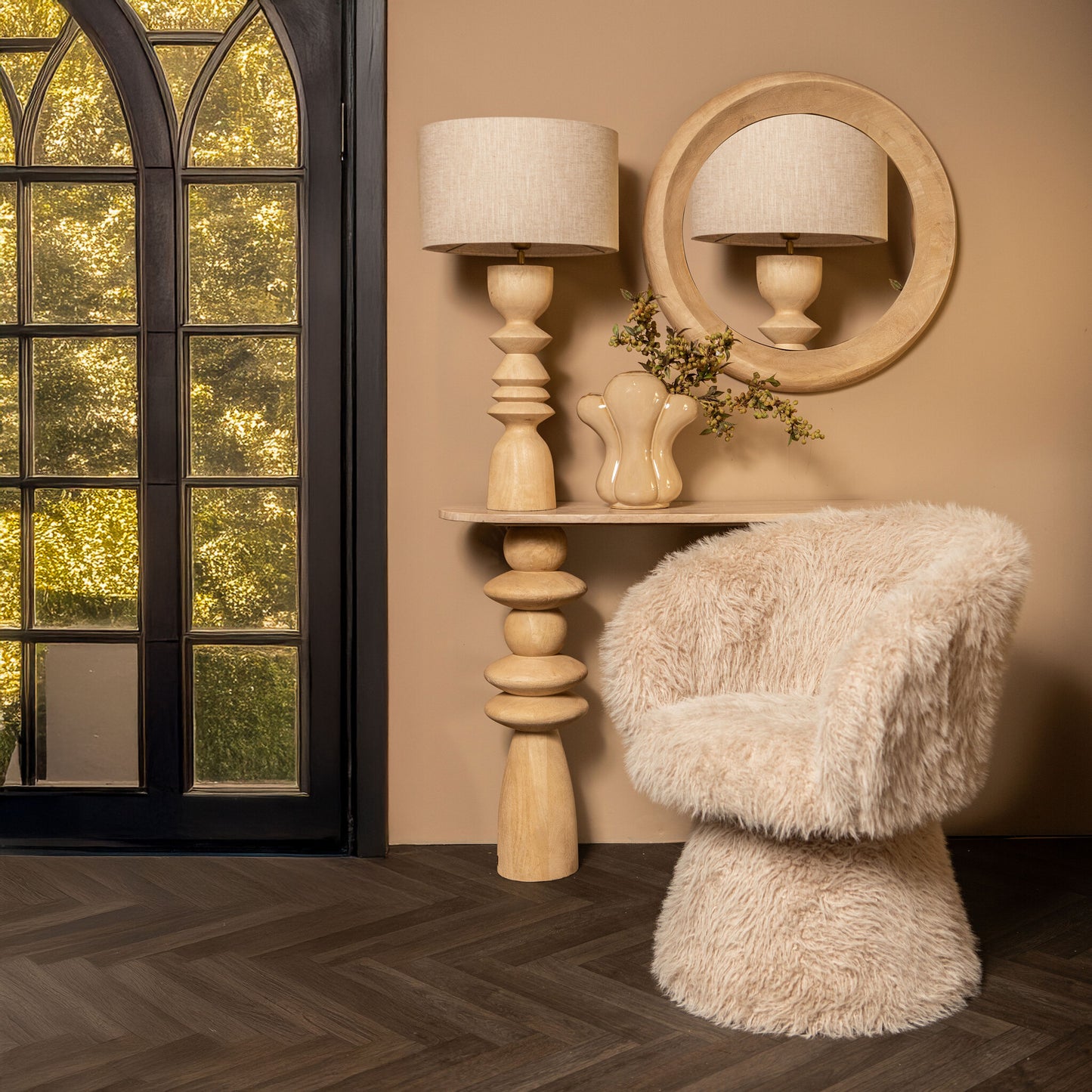 Elaine Natural Mango Wood Round Table Lamp Base