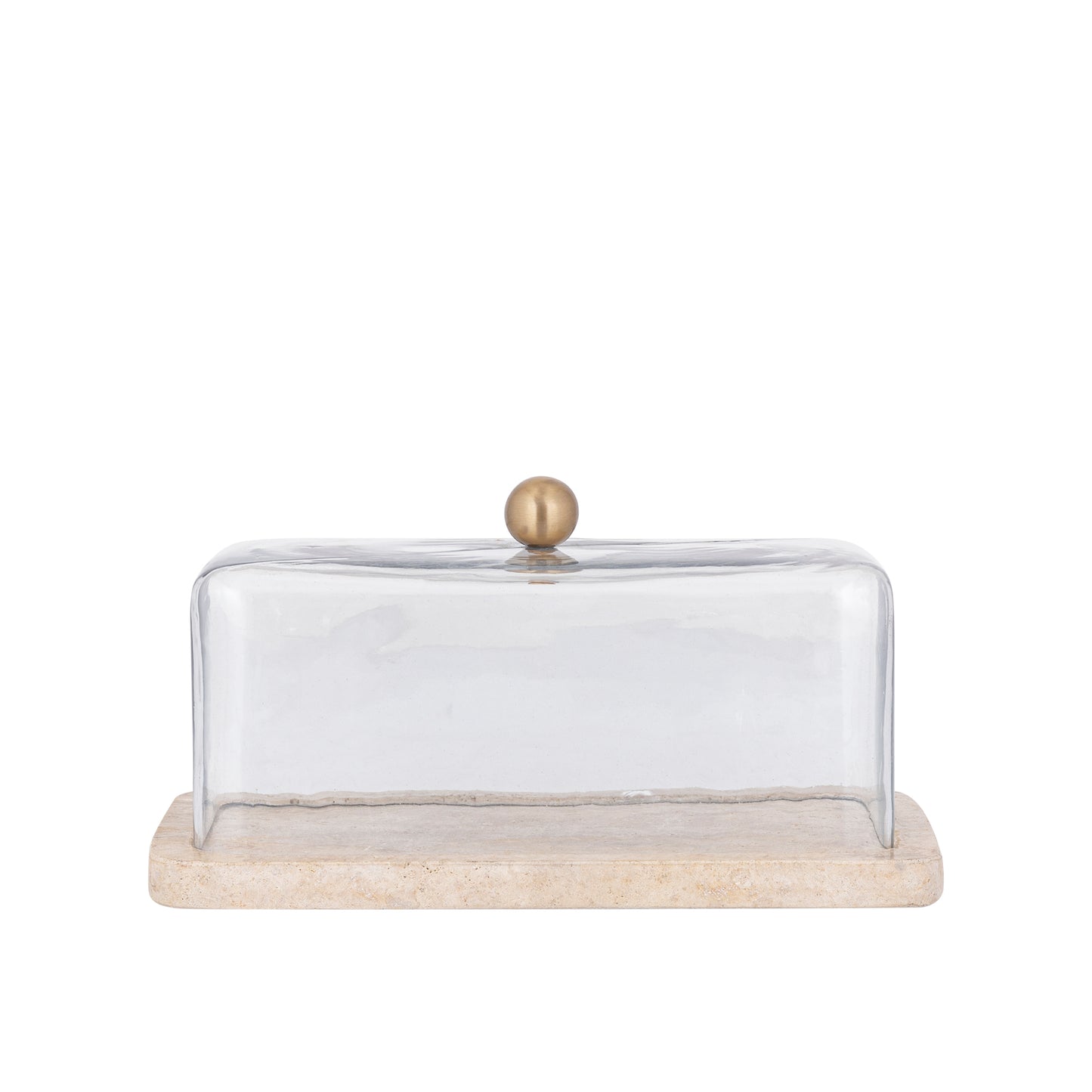 Lyron Natuurlijke Travertijn Rechthoekige Glazen Stolp 15x29x14 cm