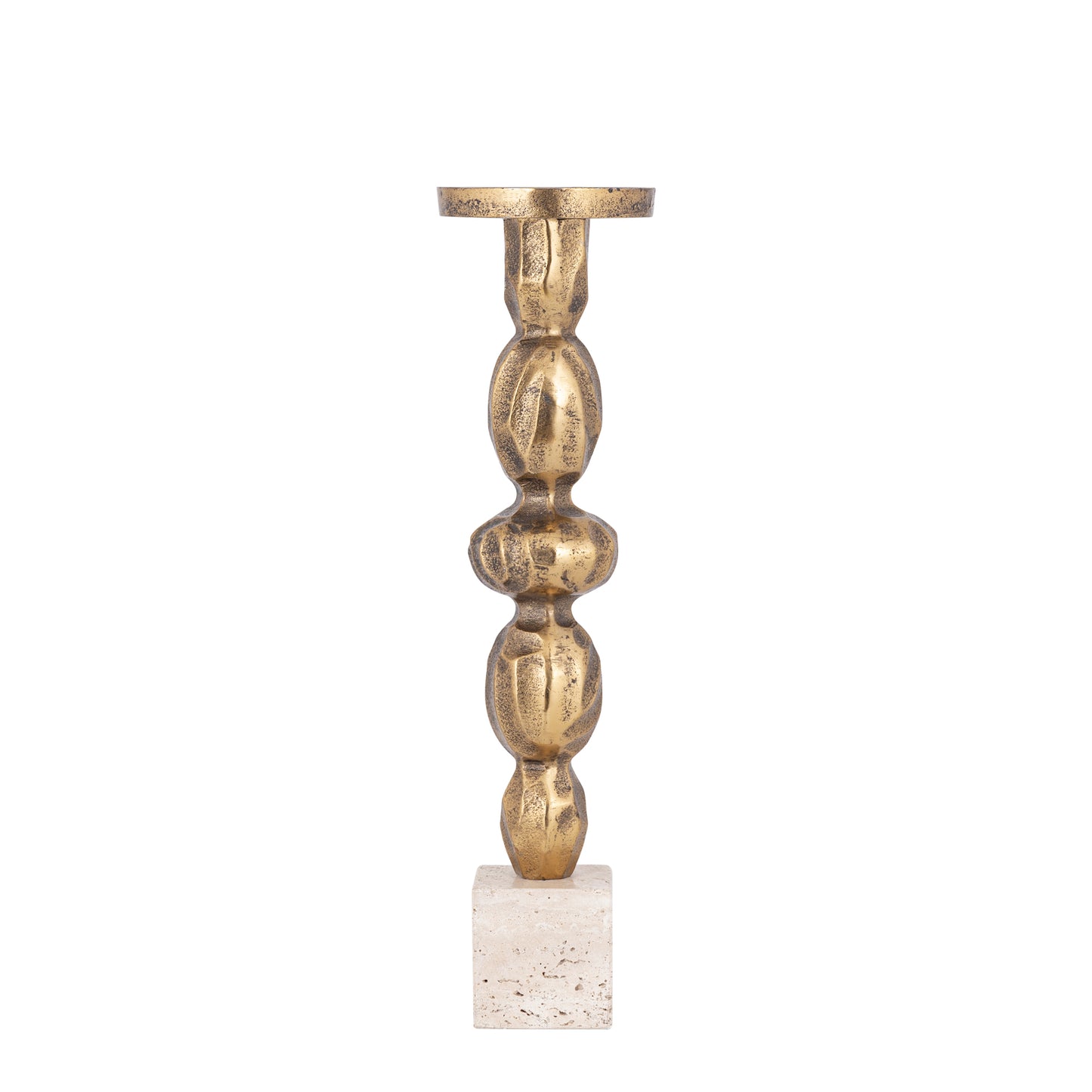 Malines Gouden Aluminium Kandelaar Op Voet L - Set Van 2 - 2 Sets 43x11x11 cm