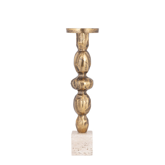 Malines Gouden Aluminium Kandelaar Op Voet L - Set Van 2 - 2 Sets 43x11x11 cm