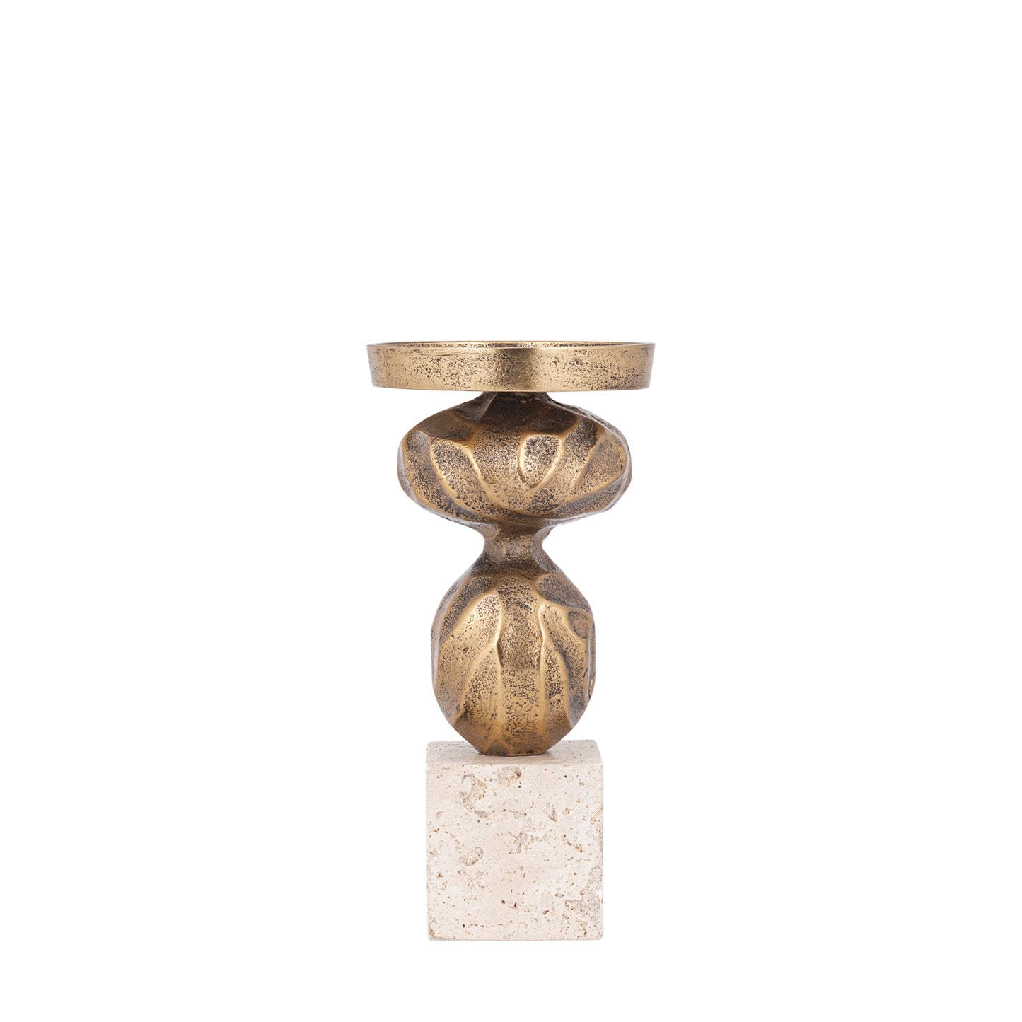 Malines Gouden Gegoten Aluminium Kandelaar Op Voet Set van 2 - 2 Sets 23x11x11 cm