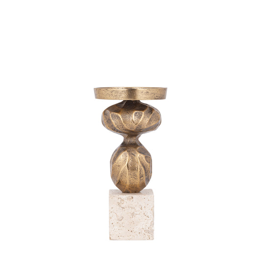 Malines Gouden Gegoten Aluminium Kandelaar Op Voet Set van 2 - 2 Sets 23x11x11 cm
