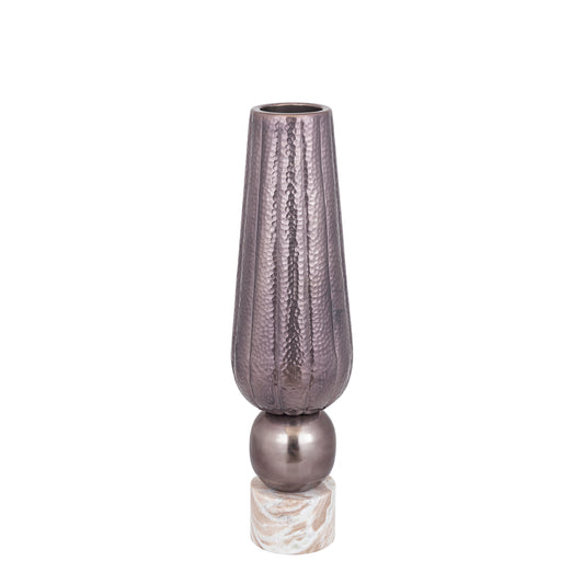 Marive Bronze Alu Sheet Vase On Marble Base Round
