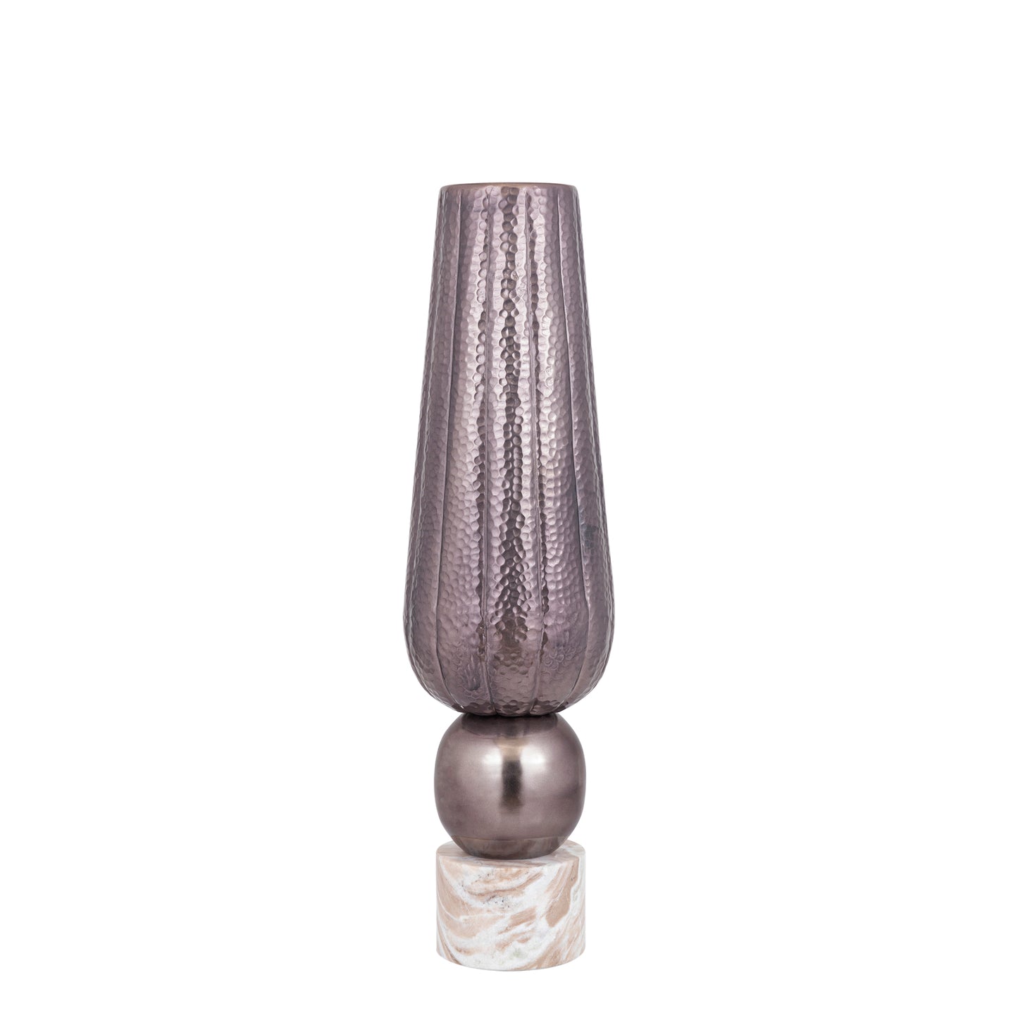 Marive Bronzen Aluminium Vaas Op Marmeren Voet Rond 76x20x20 cm