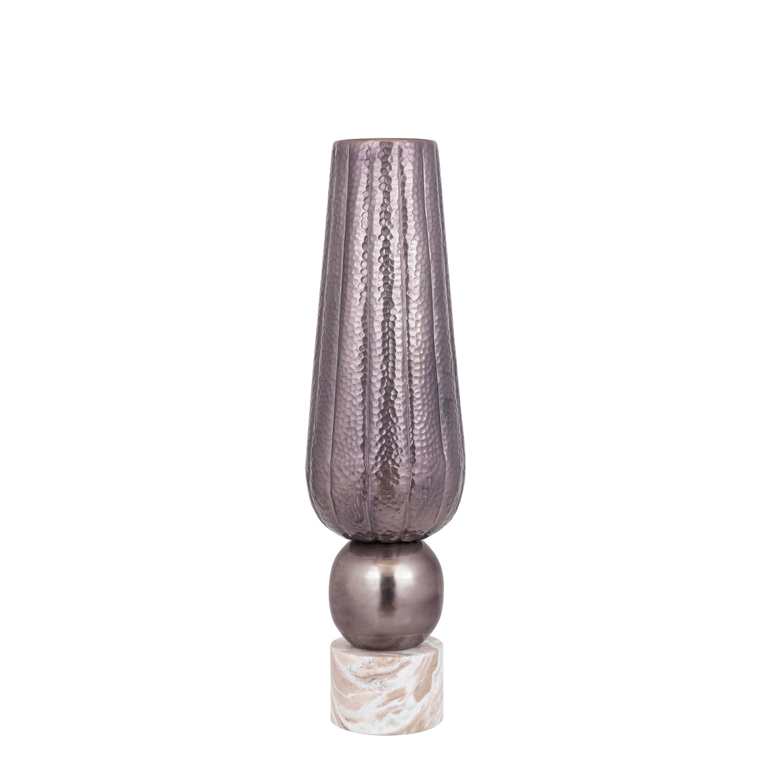 Marive Bronzen Aluminium Vaas Op Marmeren Voet Rond 76x20x20 cm