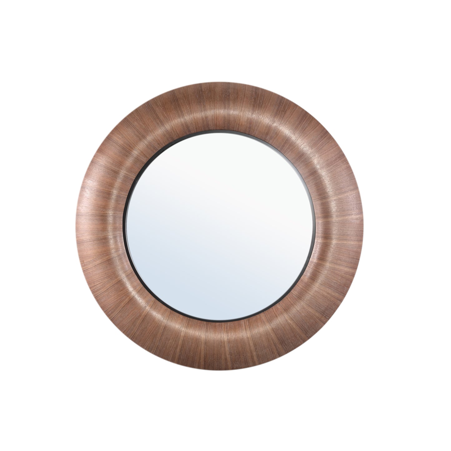 Gezzy Natuurlijke Houten Fineer Spiegel Dikke Frame Rond 110.5x110.5x5.5 cm