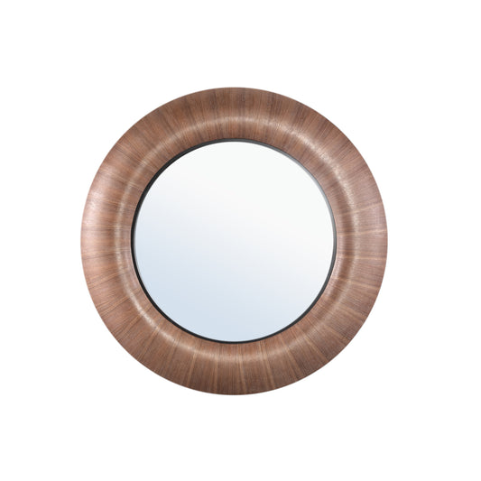Gezzy Natuurlijke Houten Fineer Spiegel Dikke Frame Rond 110.5x110.5x5.5 cm
