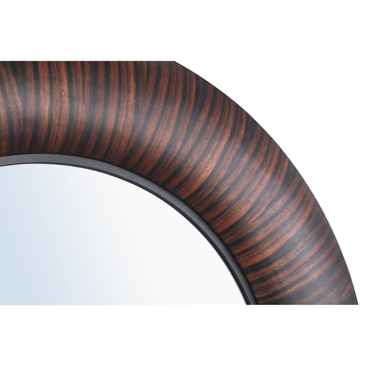 Gezzy Bruine Houten Fineer Spiegel Met Dik Frame Rond 110.5x110.5x5.5 cm