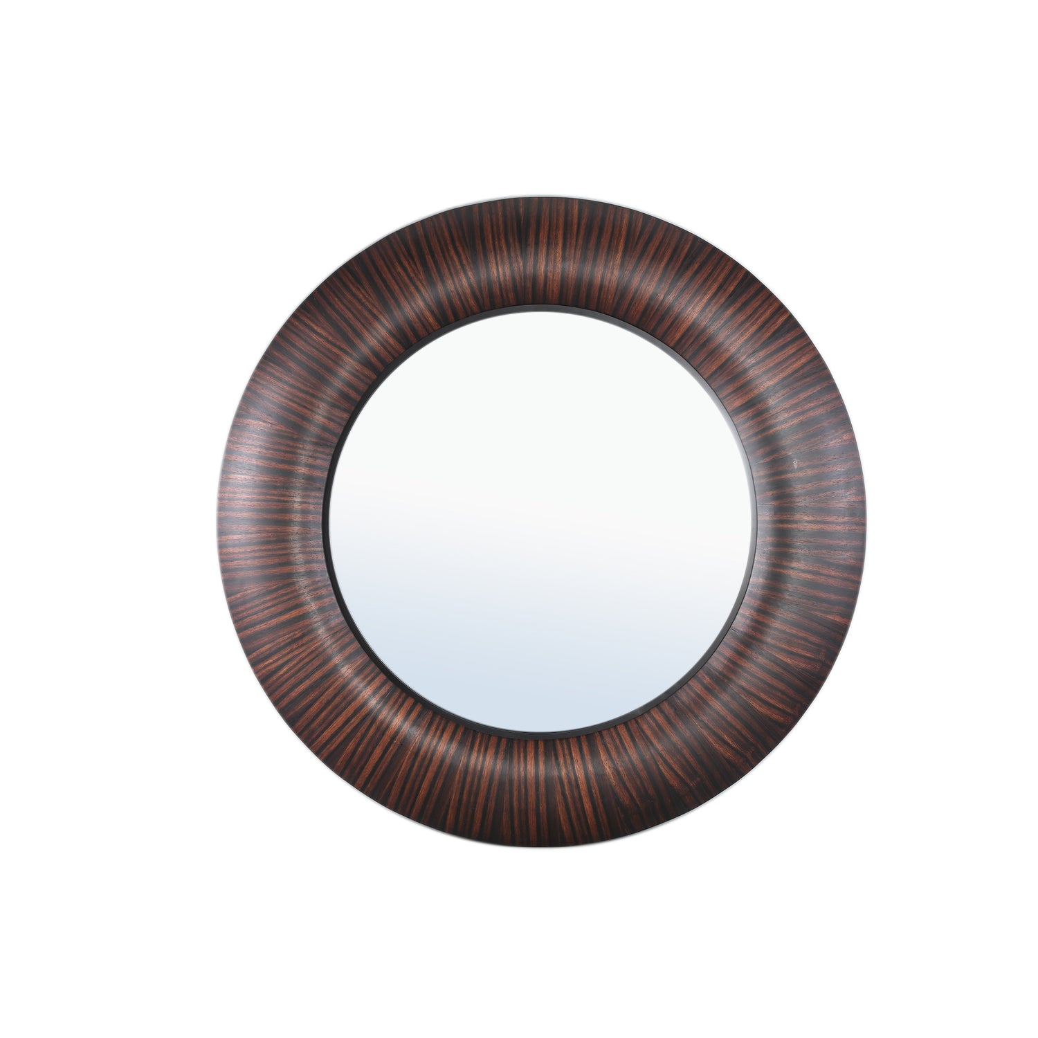 Gezzy Bruine Houten Fineer Spiegel Met Dik Frame Rond 110.5x110.5x5.5 cm