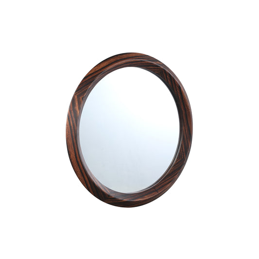 Nibbi Brown Wooden Veneer Mirror Twist Round Frame