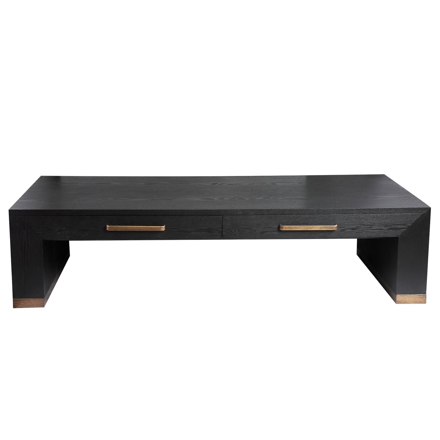 Tiess Zwarte Houten Fineer Salontafel met 2 Laden 40x165x80 cm