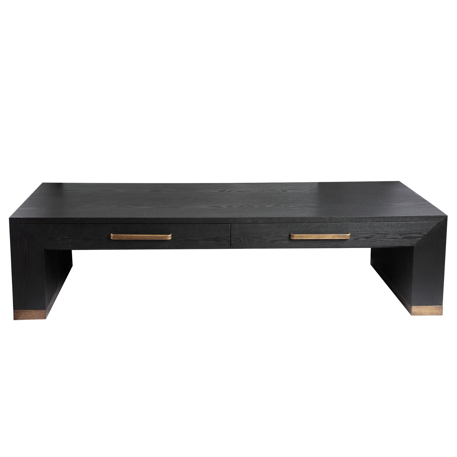 Tiess Zwarte Houten Fineer Salontafel met 2 Laden 40x165x80 cm