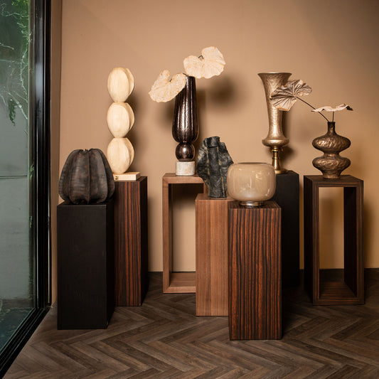 Tiess Natural Wooden Veneer Pedestal Open