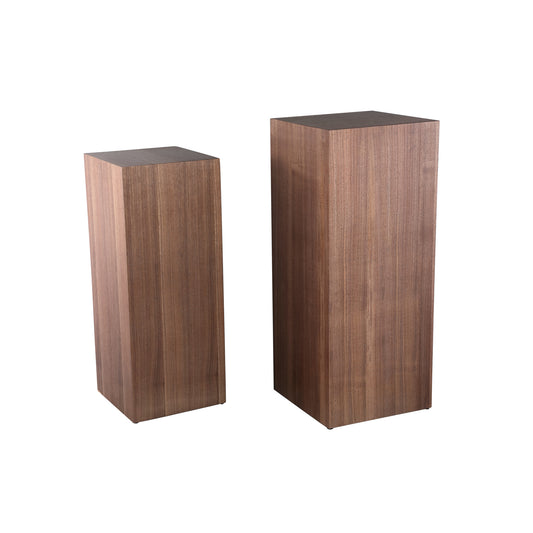 Tiess Natuurlijk Houten Fineer Zuil Set van 2 85x35x35 cm