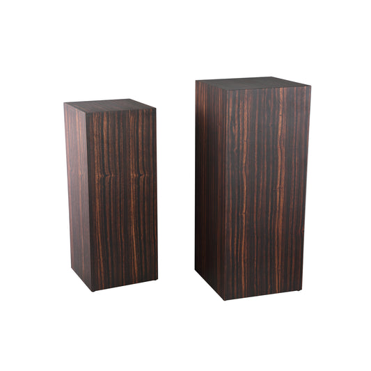 Tiess Bruine Houten Fineer Zuil Set Van 2 85x35x35 cm