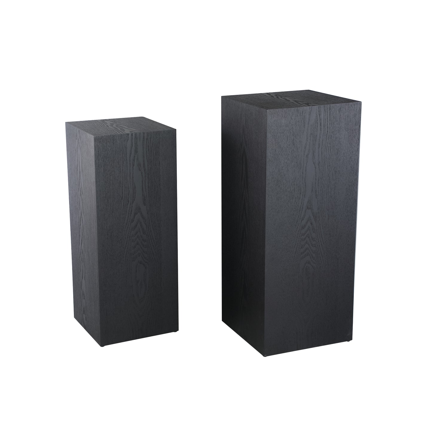 Tiess Zwarte Houten Fineer Zuil Set Van 2 85x35x35 cm