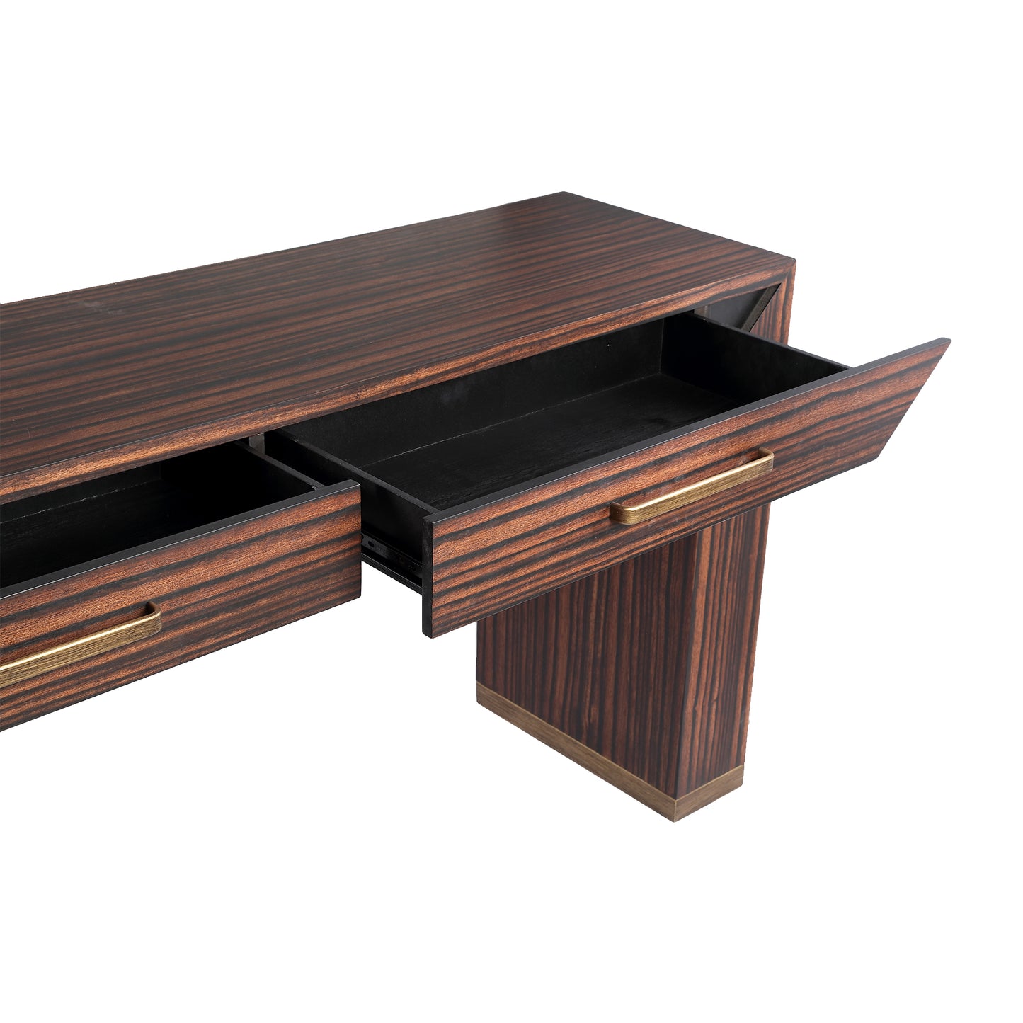 Tiess Brown Wooden Veneer Cabinet 2 Drawers