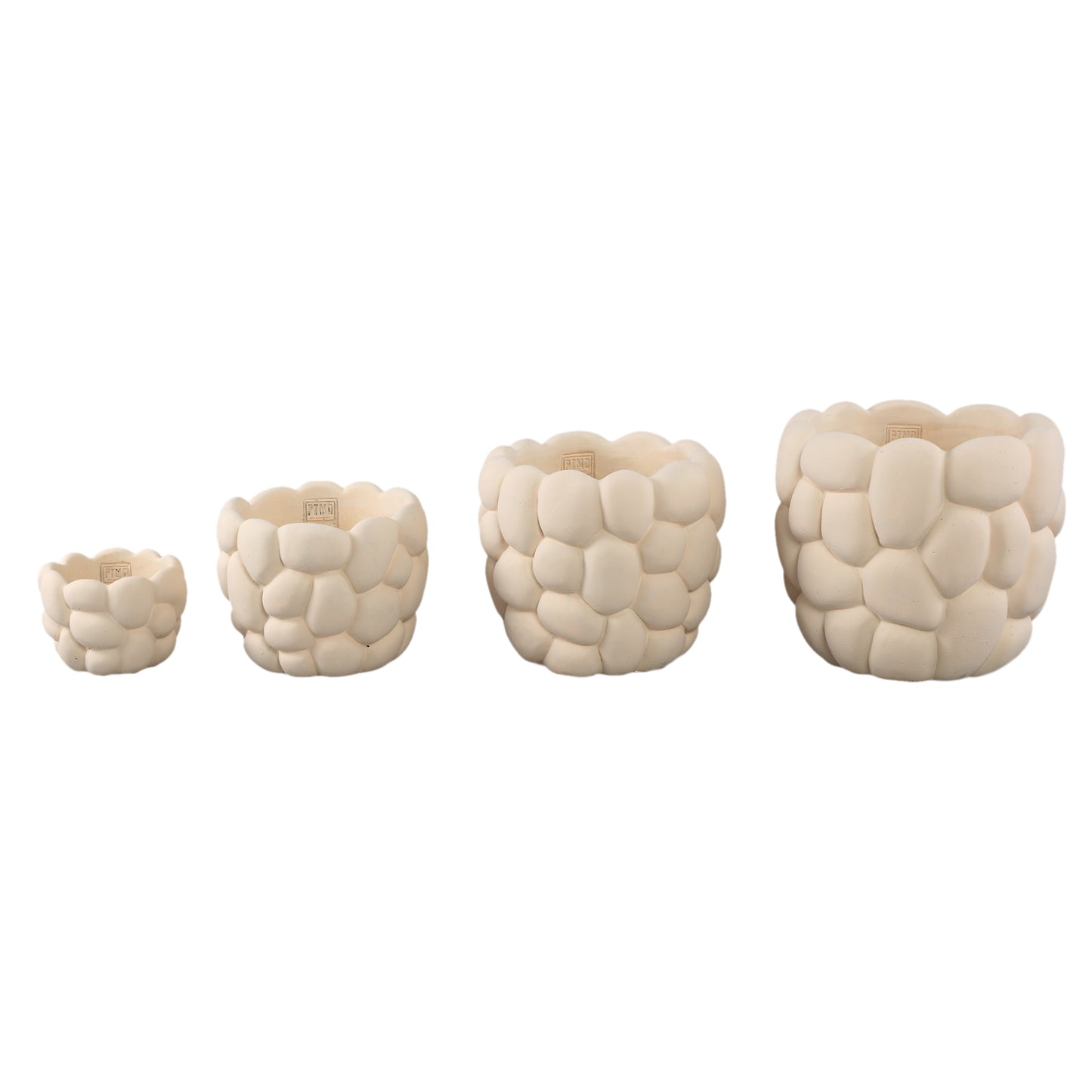 Mikay White Cement Round Smooth Rock Pot XL