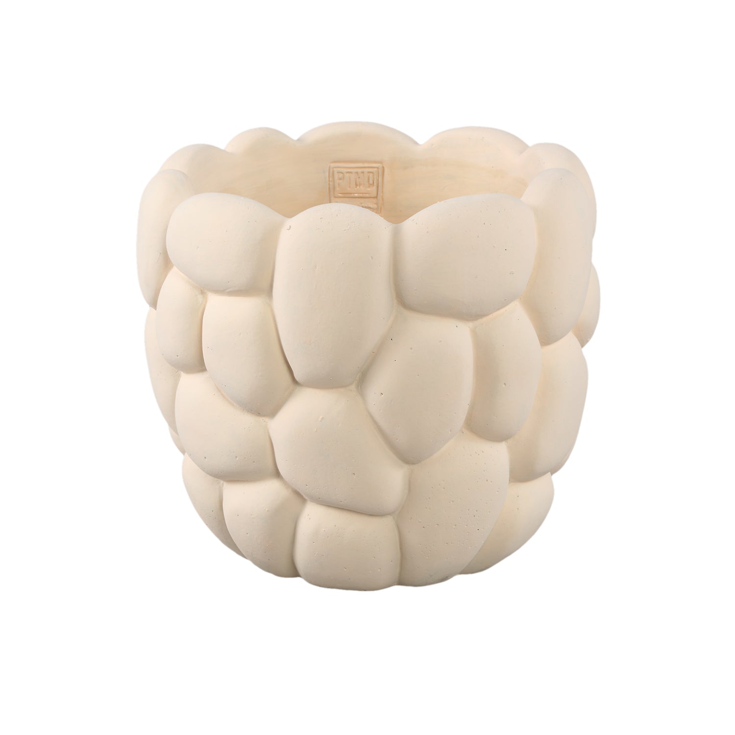 Mikay Witte Cement Ronde Gladde Pot Set Van 4 XL - 4 Sets 22x25x25 cm