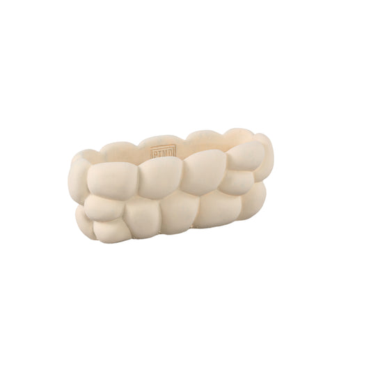 Mikay Witte Cement Ovale Pot Set van 12 Stuks met Glad Steenmotief - 12 Sets 10x25x10 cm