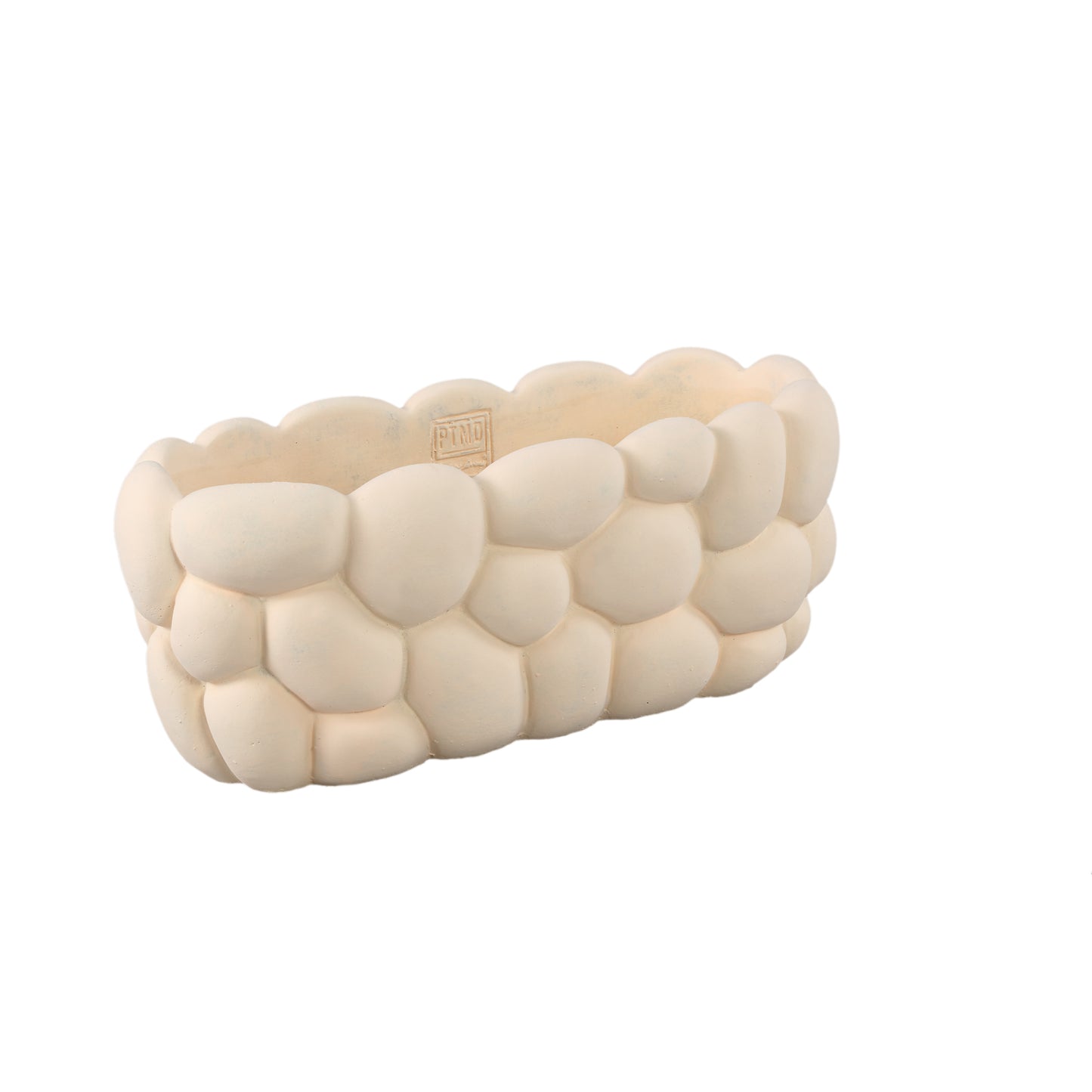 Mikay Witte Cement Ovale Pot Set van 6 Stuks met Glad Rotspatroon - 6 Sets 15x35x15 cm